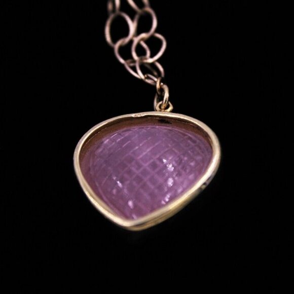 Carved Lotus Rose Quartz Necklace NWT - Picture 4 of 4